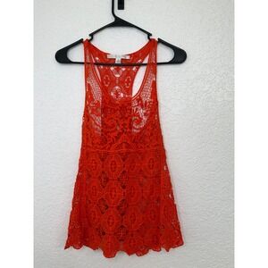 Lauren Conrad Orange Crochet Tank Top Racerback Sleeveless‎ Summer